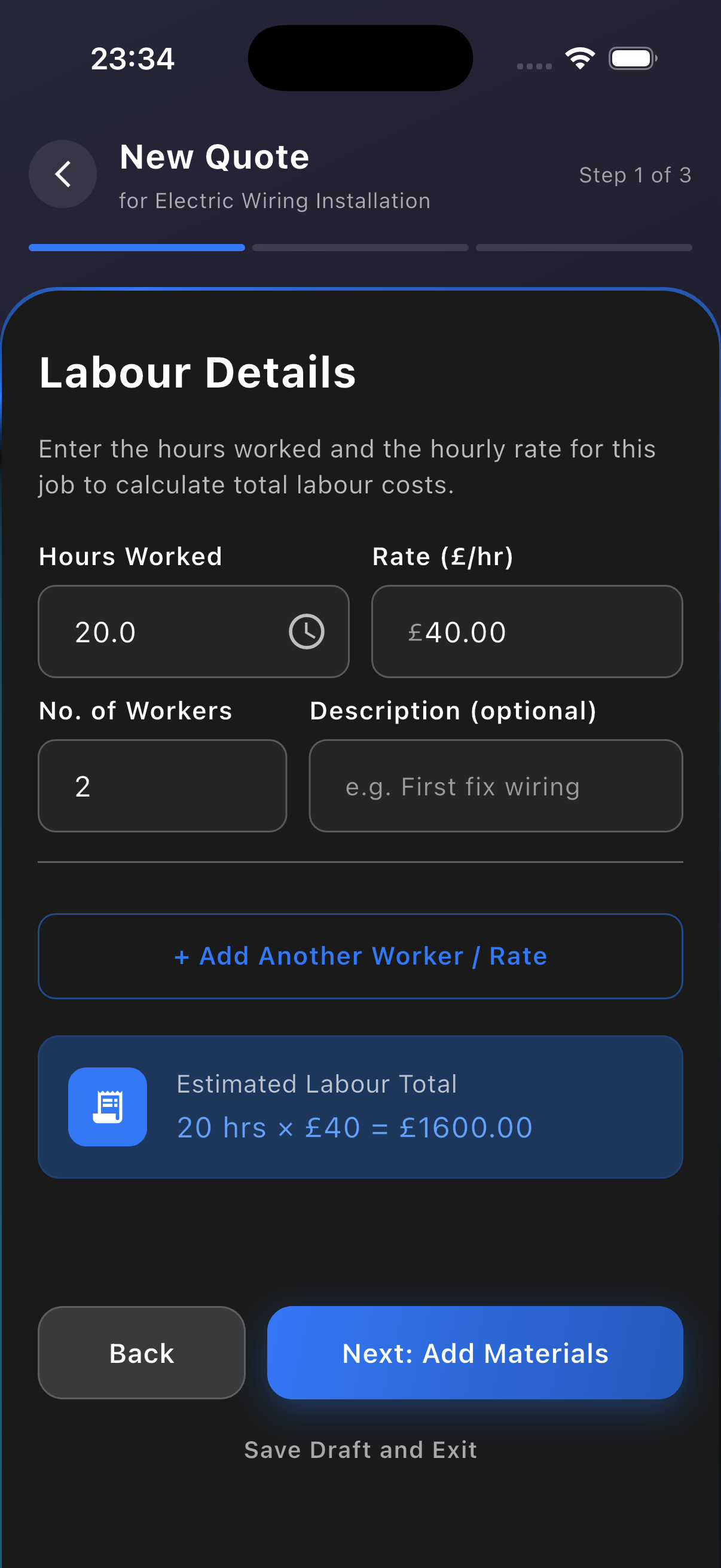 Labour & Hours Calculator